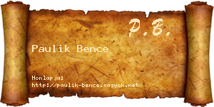 Paulik Bence névjegykártya